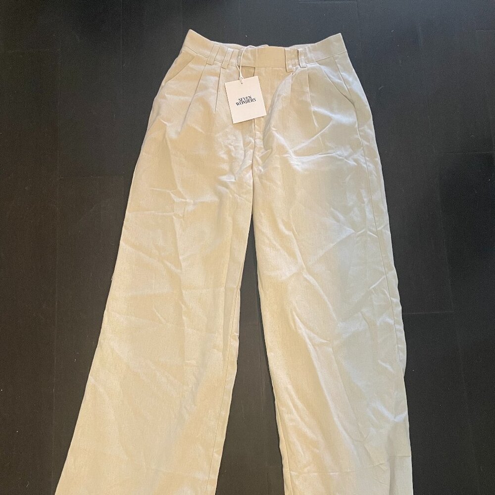 SEVEN WONDERS ZEPHY LINEN WIDE LEG PANT - SAND (From Runaway The Label) - Picture 7 of 12